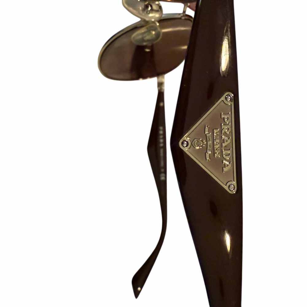 Prada PR 53QS ZVN-1X1 Pale Gold Aviator Sunglasses Brown Lenses Silver Frame - Picture 2 of 3